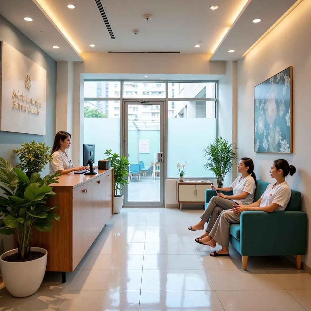 Hanoi Clinic Reception Area with Patients