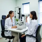 Modern eye care equipment in a Hanoi clinic