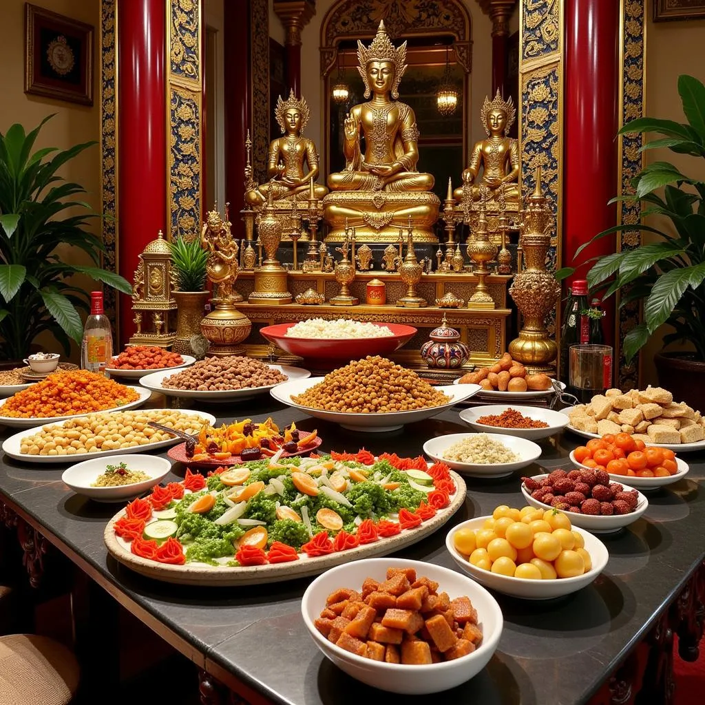 Food offerings at a Hanoi temple