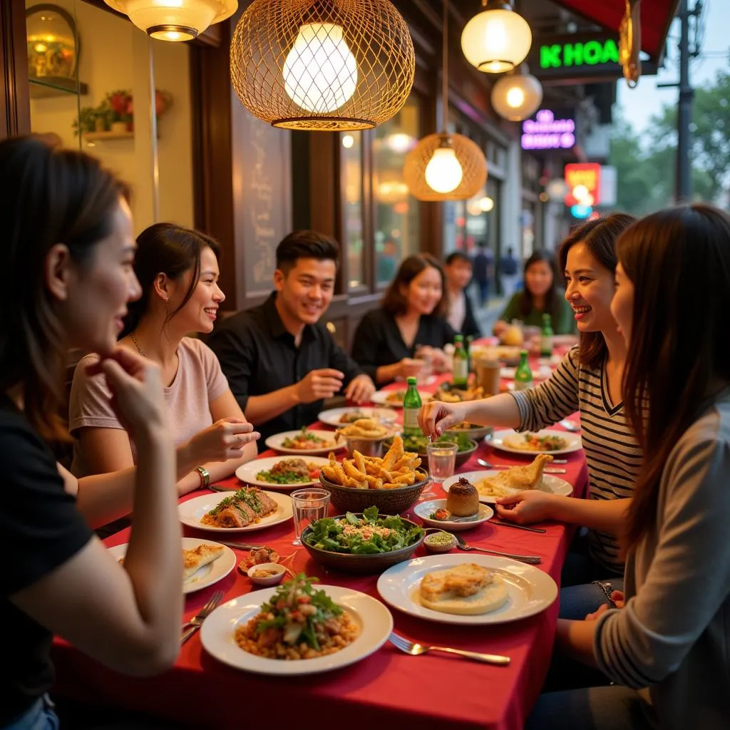 Group food tour in Hanoi