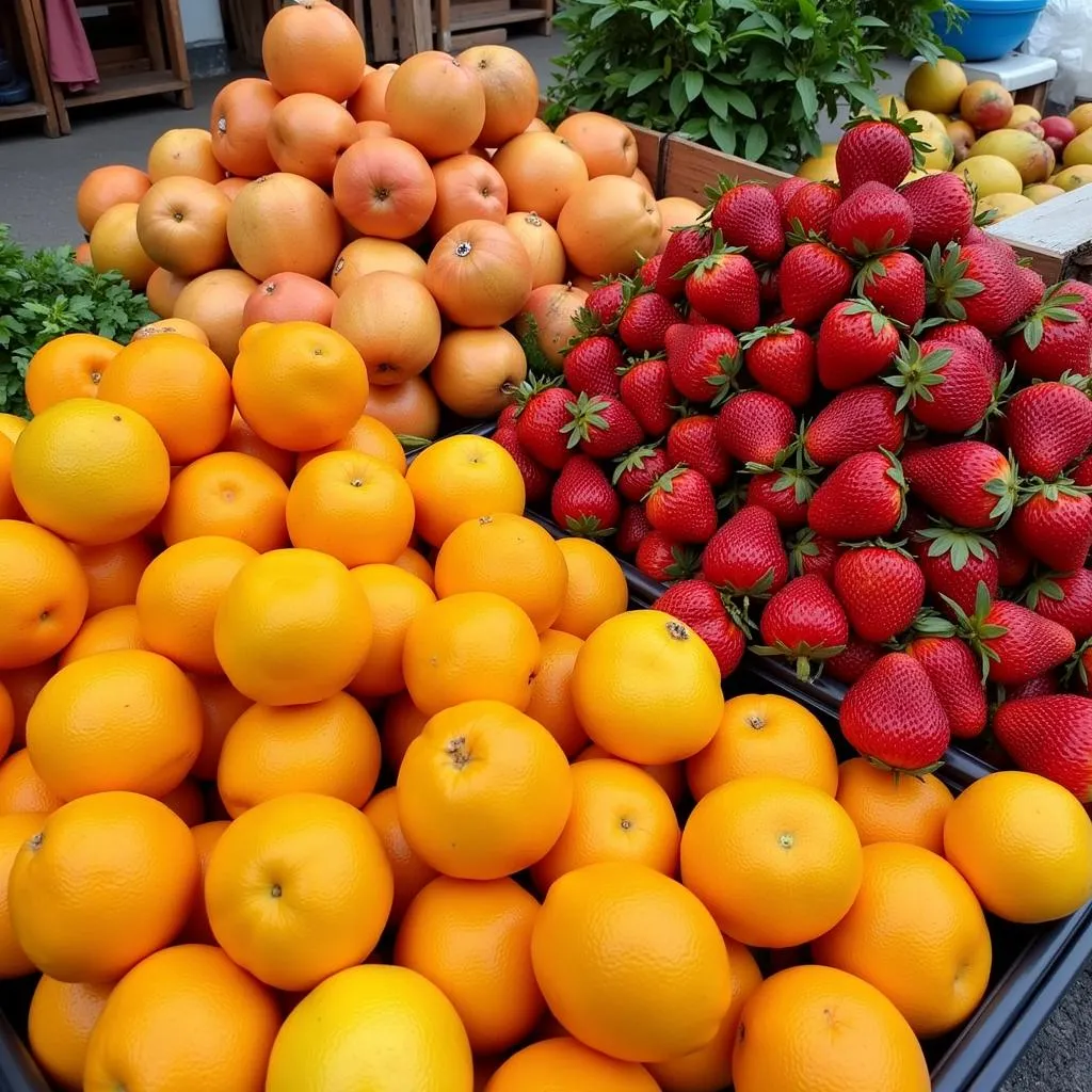 Colorful fresh fruit at a Hanoi market