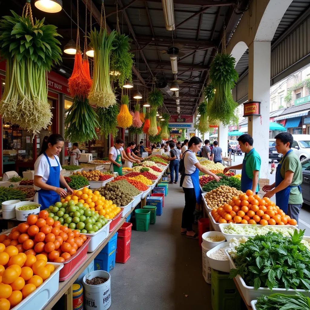 Hanoi's Bustling Fresh Produce Market