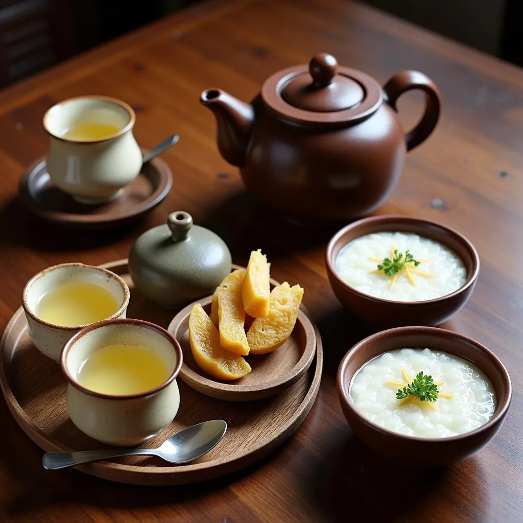 Hanoi ginger tea and rice porridge