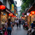 Hanoi Hang Bai Street Crowded with Mobile Phone Shops