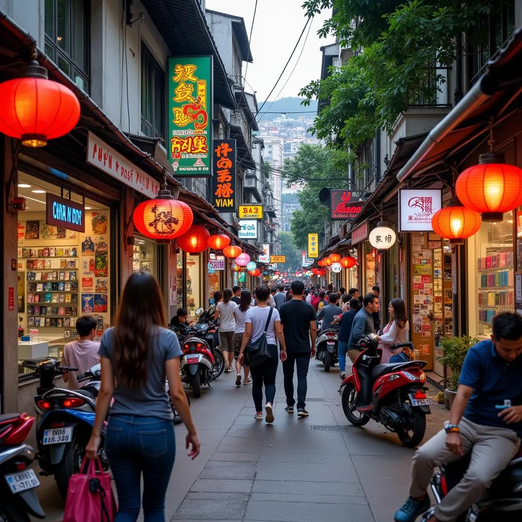 Hanoi Hang Bai Street Crowded with Mobile Phone Shops