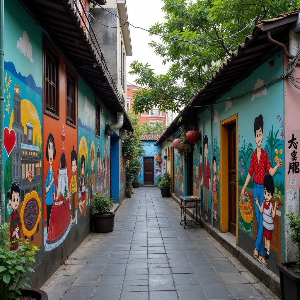 Hidden Alleyway Mural in Hanoi