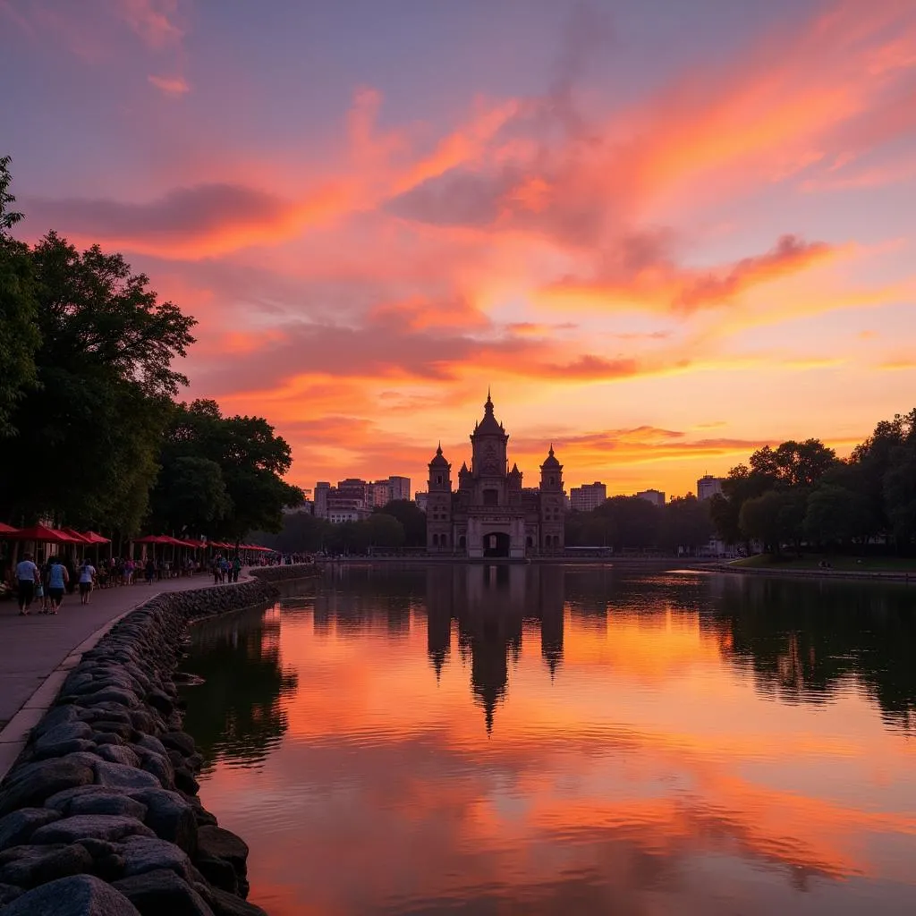 Hanoi Hoan Kiem Lake at Sunset