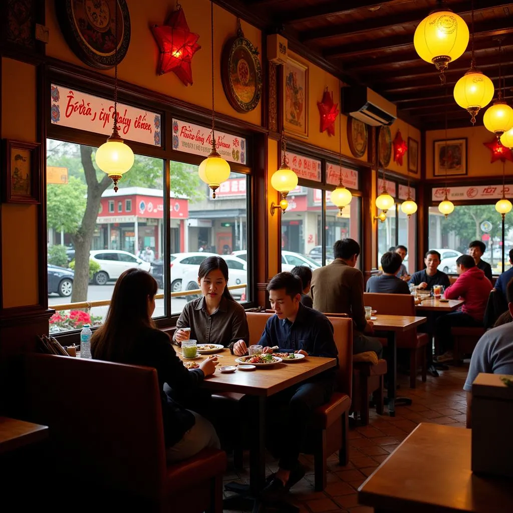 Inside a cozy local eatery in Hanoi