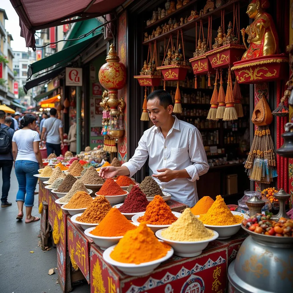 Local Market in Hanoi Selling Bột Thông Cầu