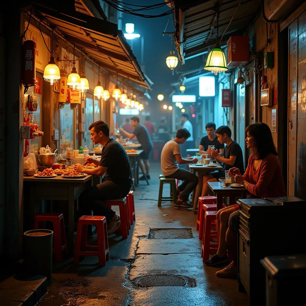 Hanoi local seafood eatery in alleyway