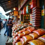 Hanoi market stall selling beef bouillon powder