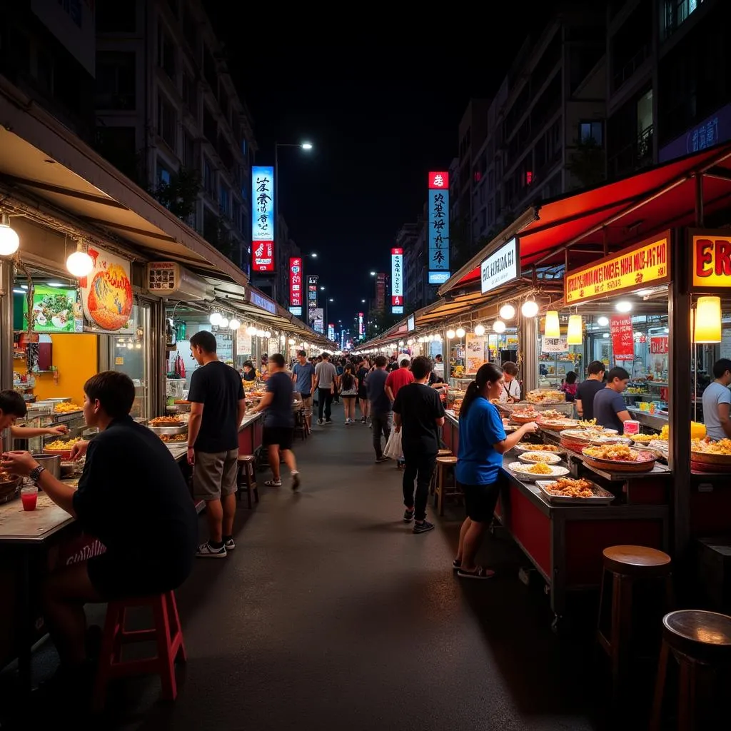 Hanoi Night Market Food Stalls