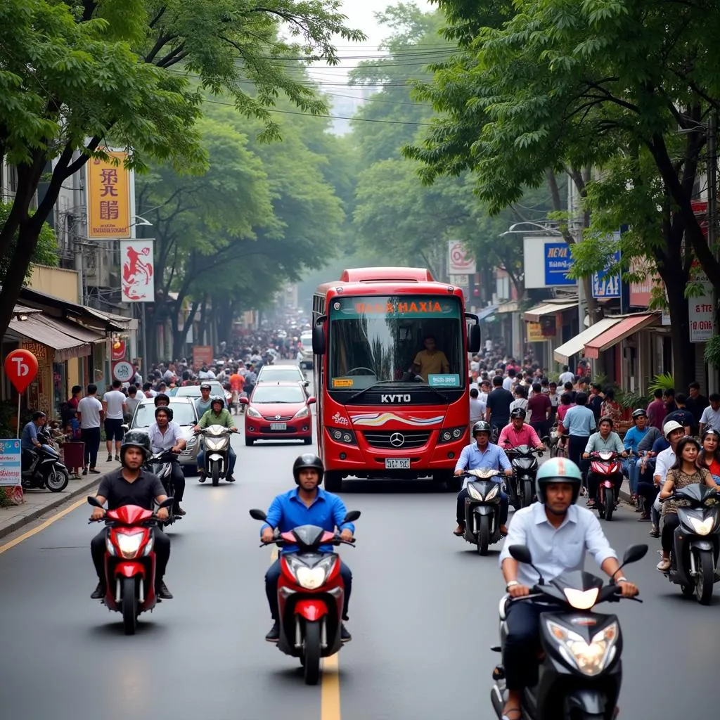 Commuting options in Hanoi with motorbikes and buses