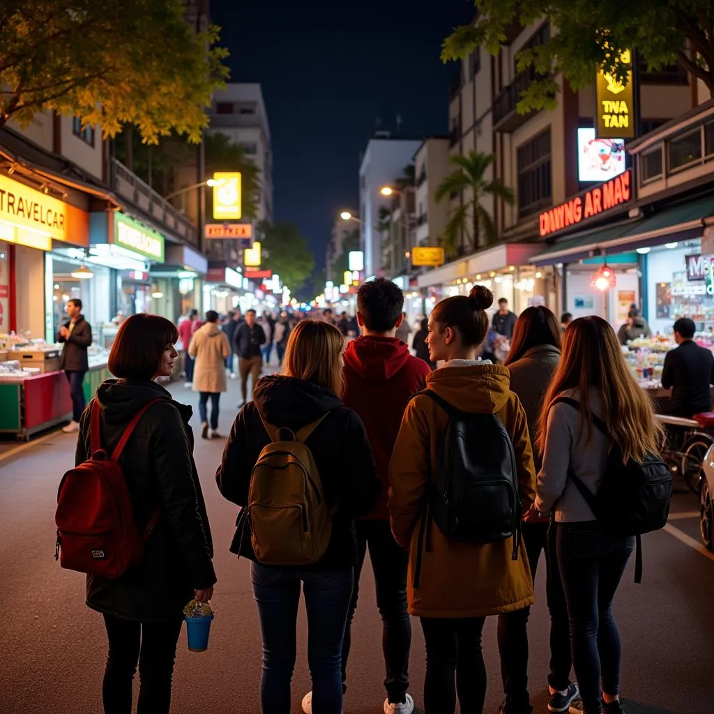 TRAVELCAR passengers enjoying Hanoi's Old Quarter night market 