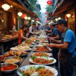 Street food vendors in Hanoi Old Quarter