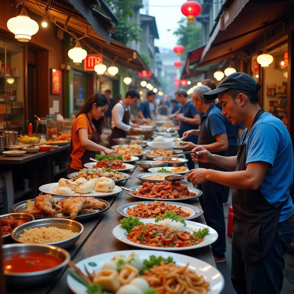 Street food vendors in Hanoi Old Quarter