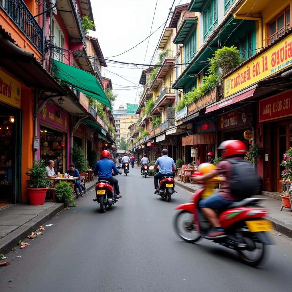 A bustling street in Hanoi's Old Quarter