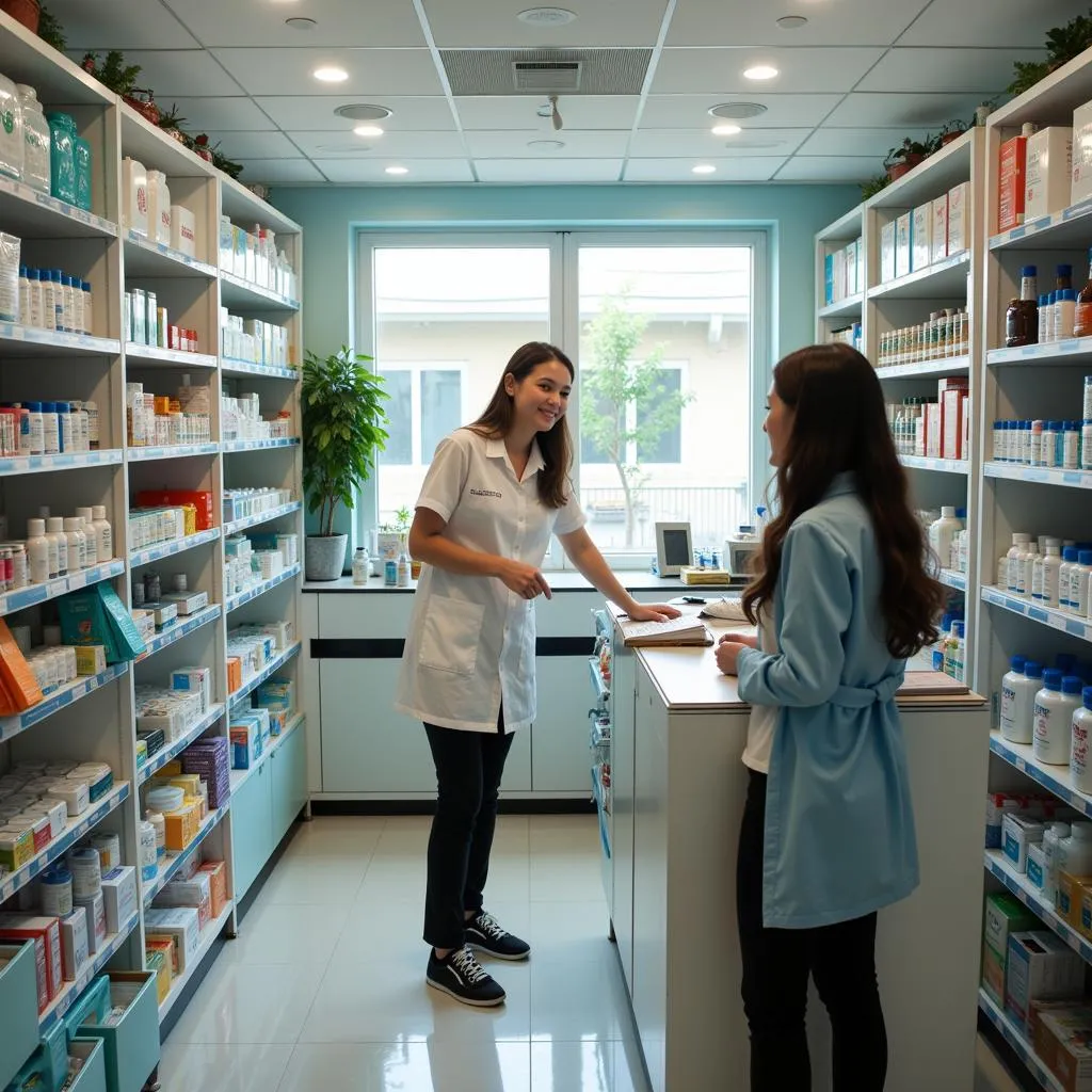 Interior of a modern pharmacy in Hanoi