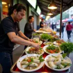 Hanoi Pho Cuon street food stall