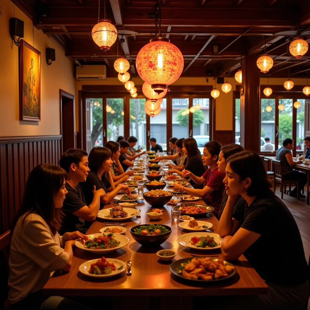 Restaurant interior in Hanoi