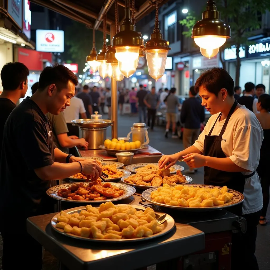 Banh Xeo Street Food Stall in Hanoi