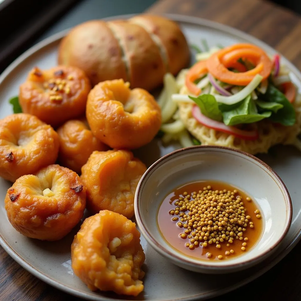 Hanoi Street Food with Mustard Seed Dipping Sauce