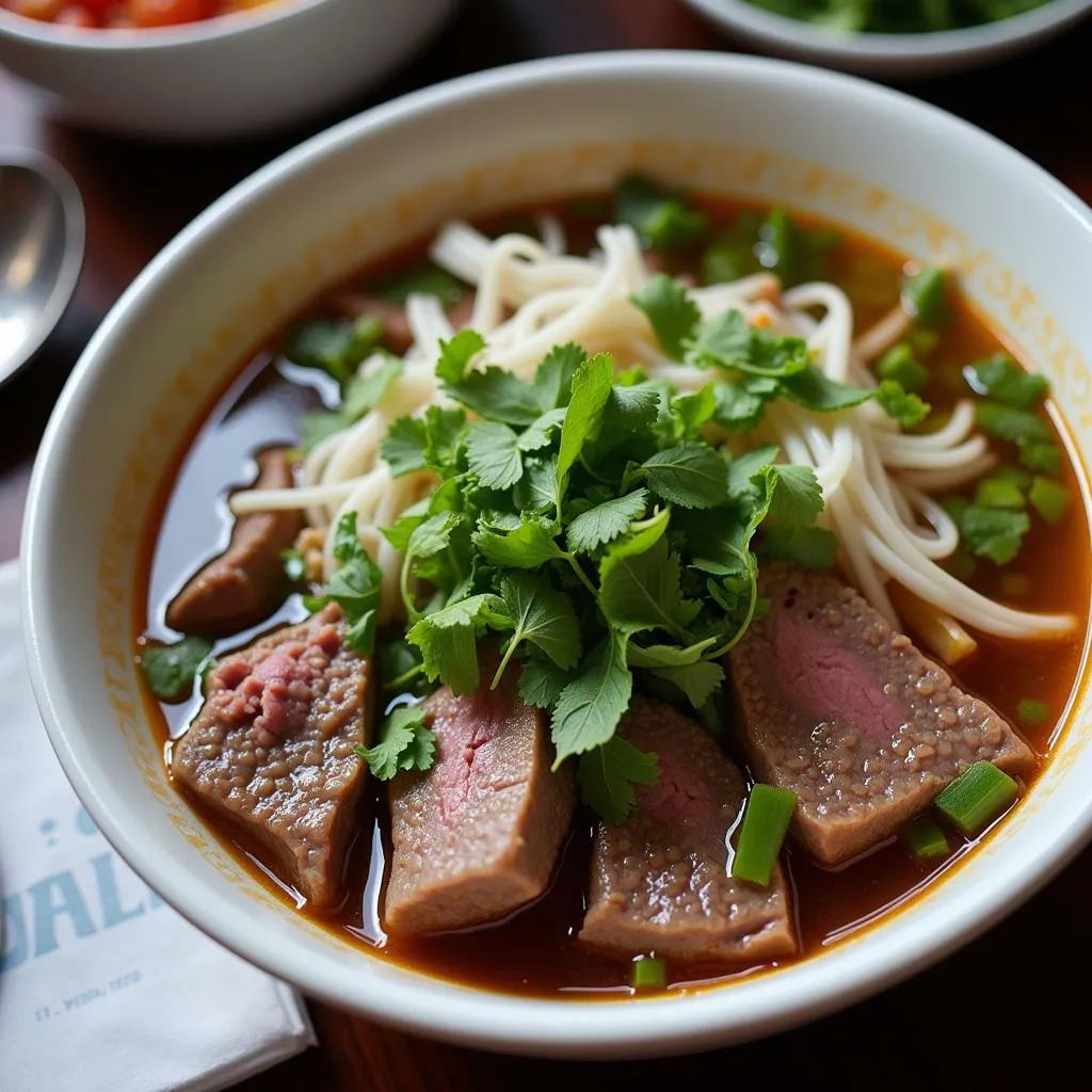 A steaming bowl of Pho in Hanoi