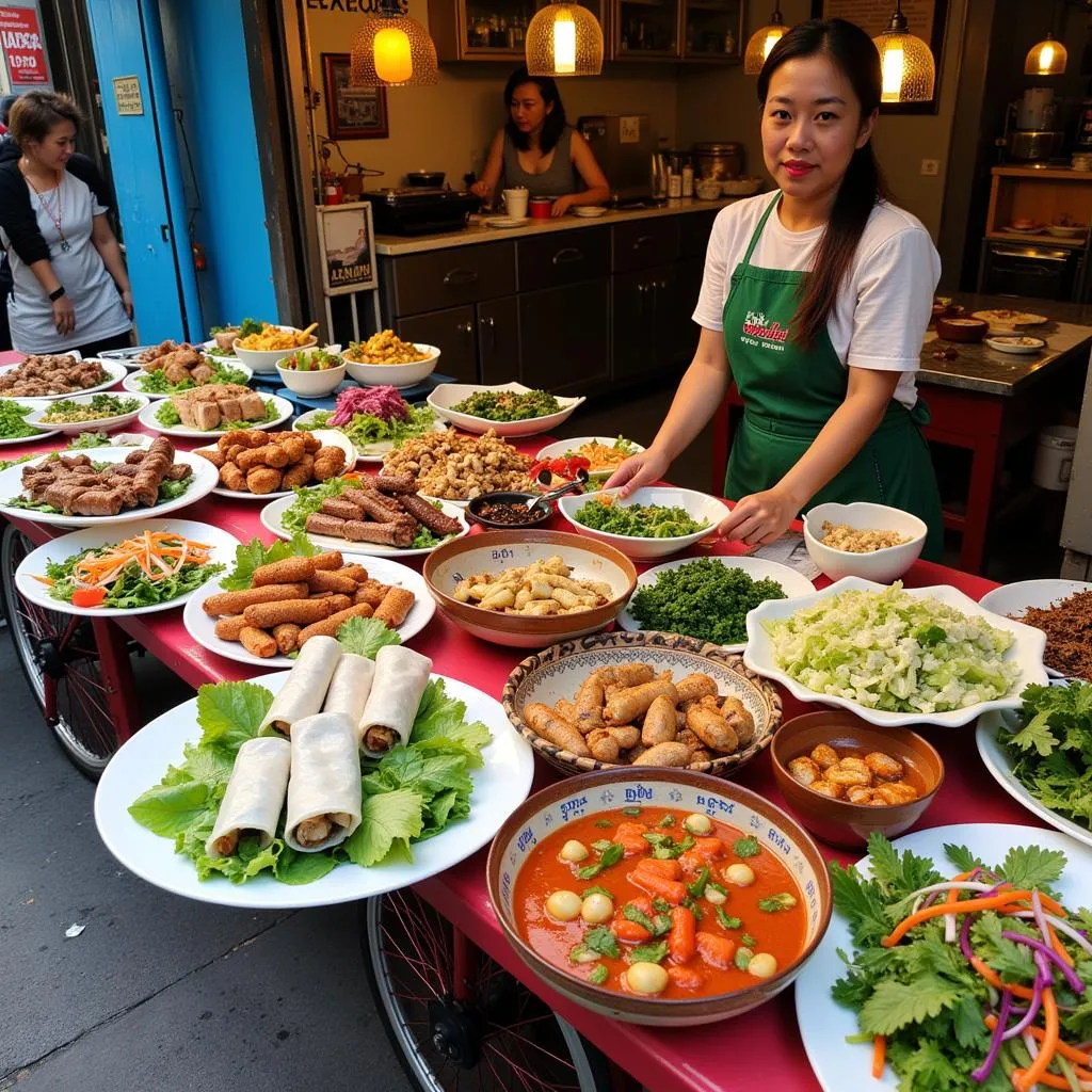 Hanoi Street Food Stall with Healthy Options