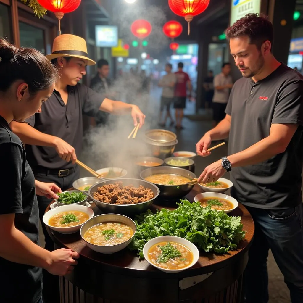 Hanoi Street Food Stall Selling Pho