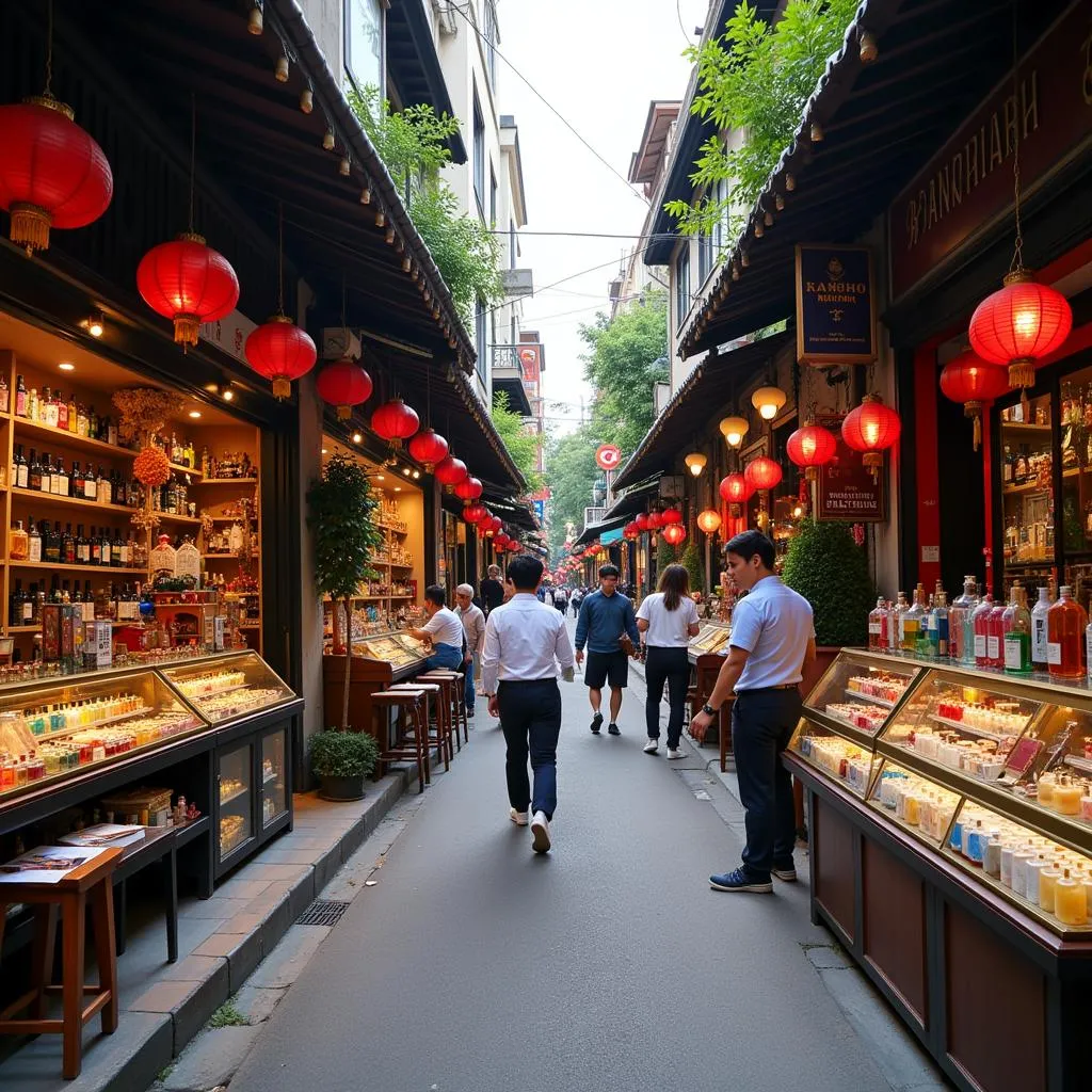 Hanoi Street Scene with Perfume Shops