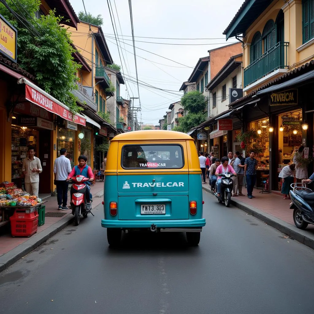 TRAVELCAR Vehicle in Hanoi's Bustling Streets