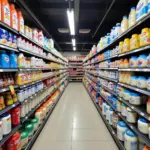 Hanoi Supermarket Aisle Stocked With Imported Dairy Products