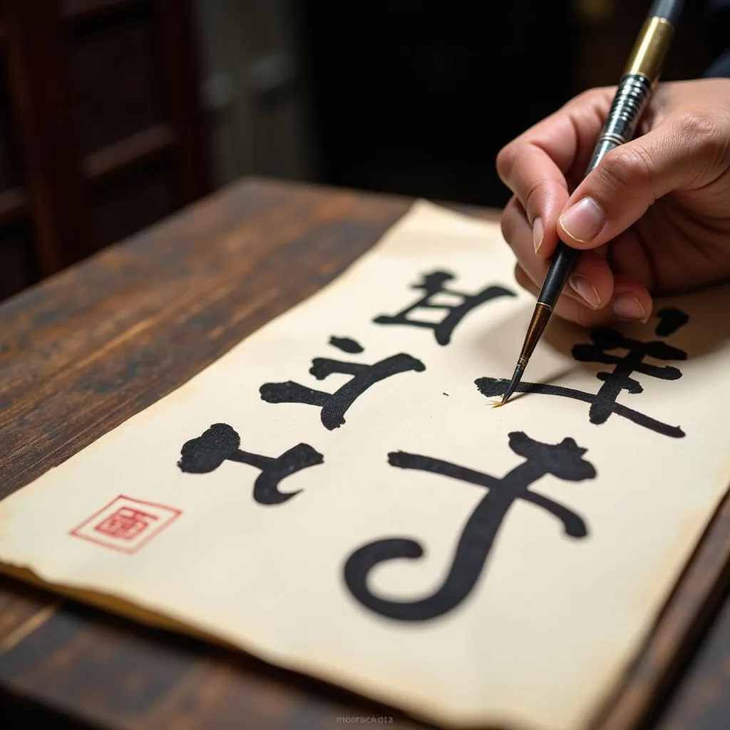 Traditional Vietnamese Calligraphy at Temple of Literature