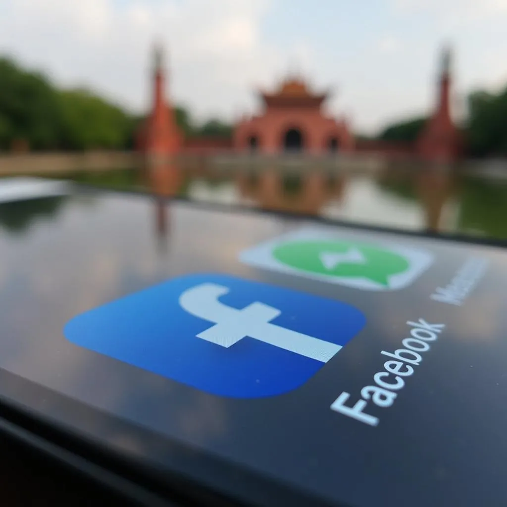 Essential tools for Hanoi travel: Facebook and Messenger app icons on a smartphone screen