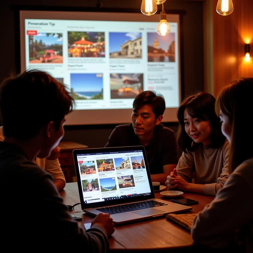 Sharing Hanoi travel presentation with friends