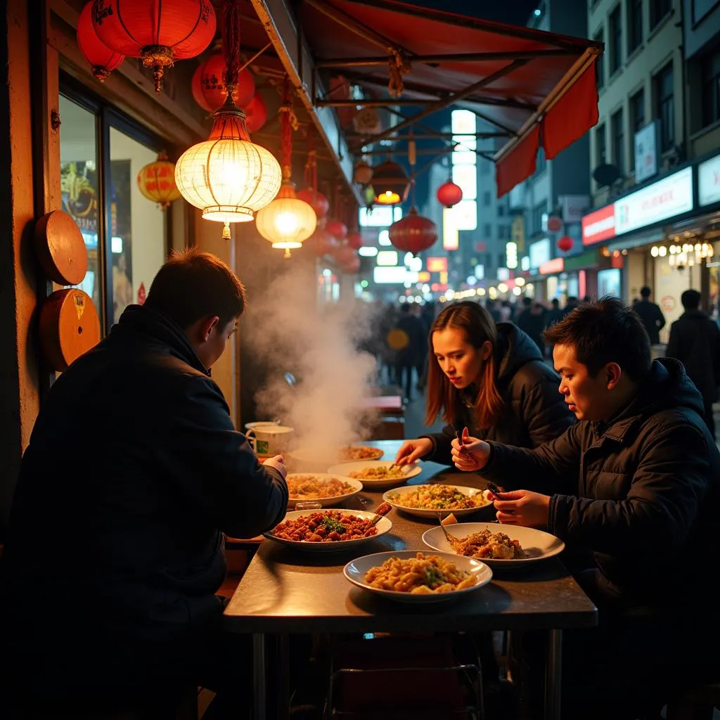 Hanoi street food scene in winter