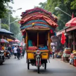 Hanoi xe ba gac carrying goods