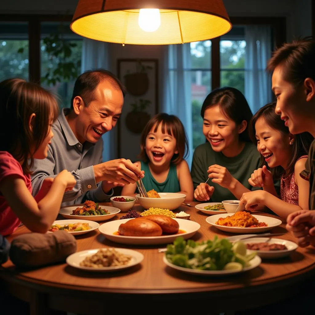 A Hanoian family sharing a meal together