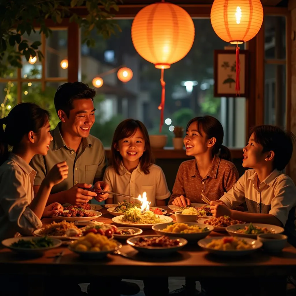 A Hanoian family enjoying a meal together