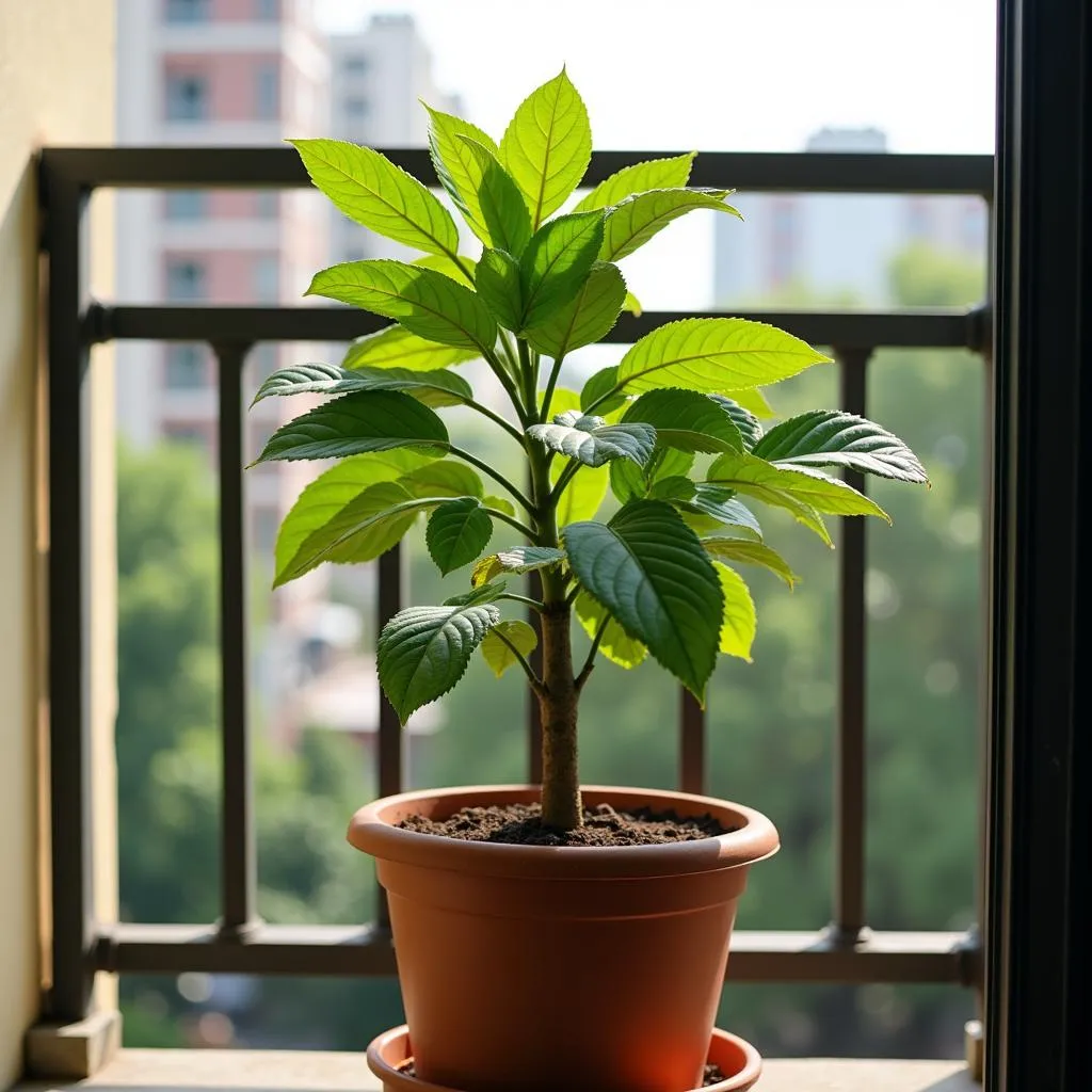 A thriving miracle tree planted in a Hanoi home