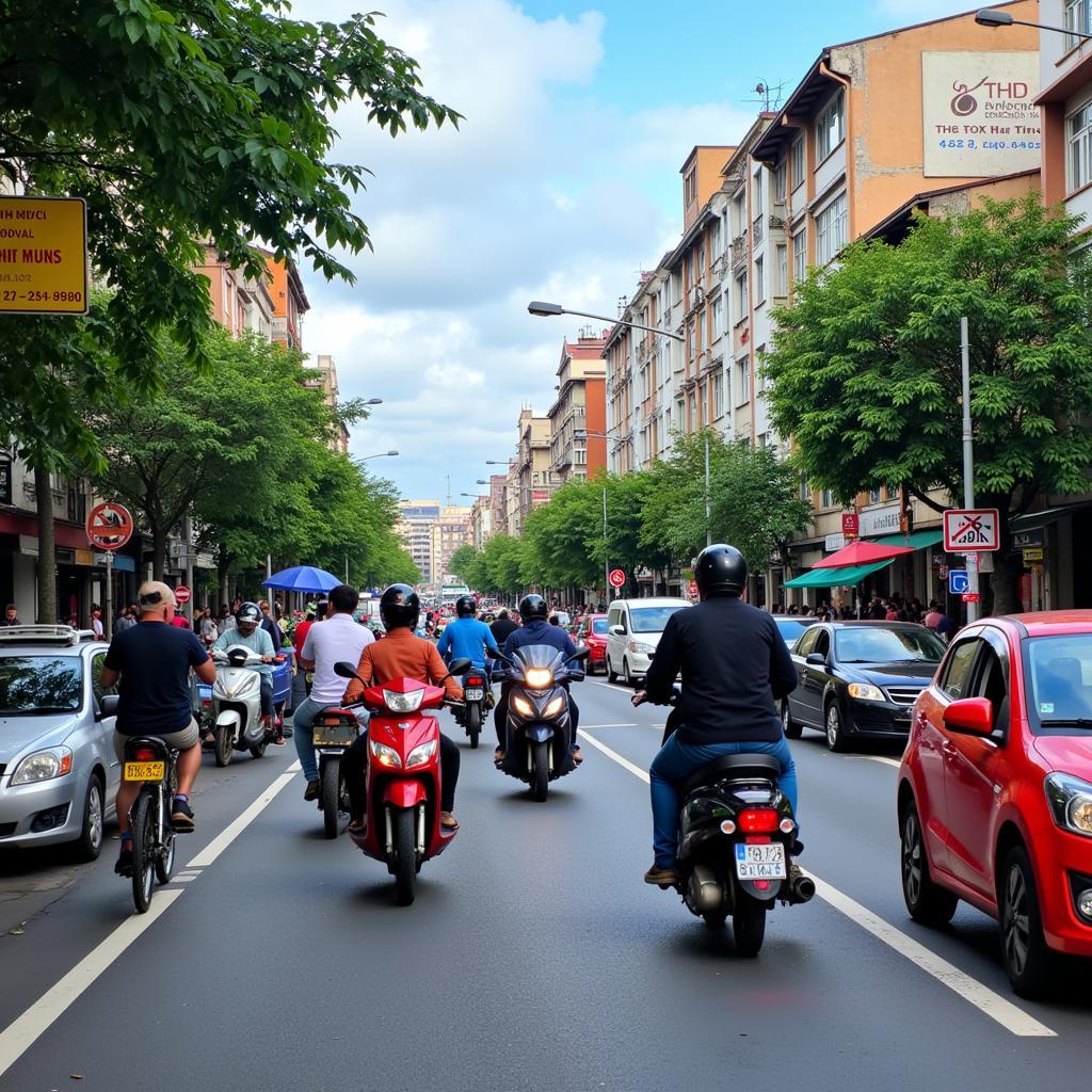 Busy Street with Transportation in Ho Chi Minh City