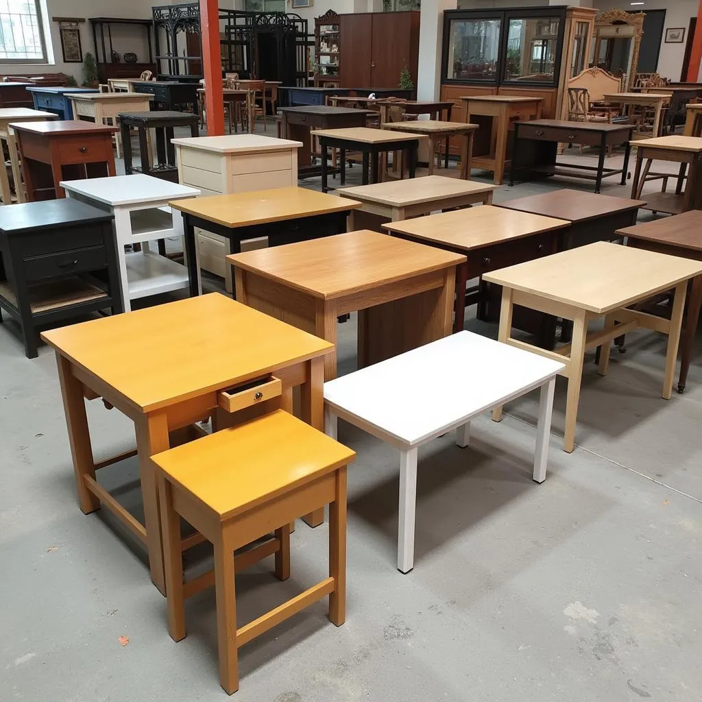 Hòa Phát student desk models on display