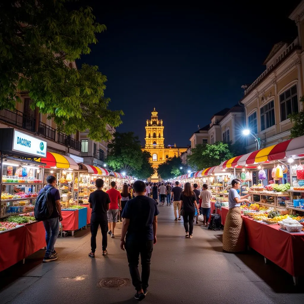 Hanoi night market in Hoan Kiem District