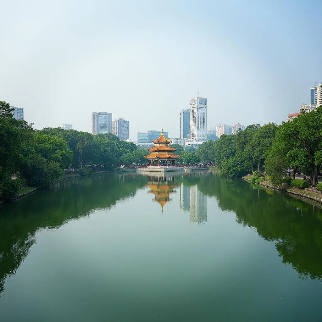 Tranquil Hoan Kiem Lake in Hanoi: A Peaceful Oasis in the Bustling City