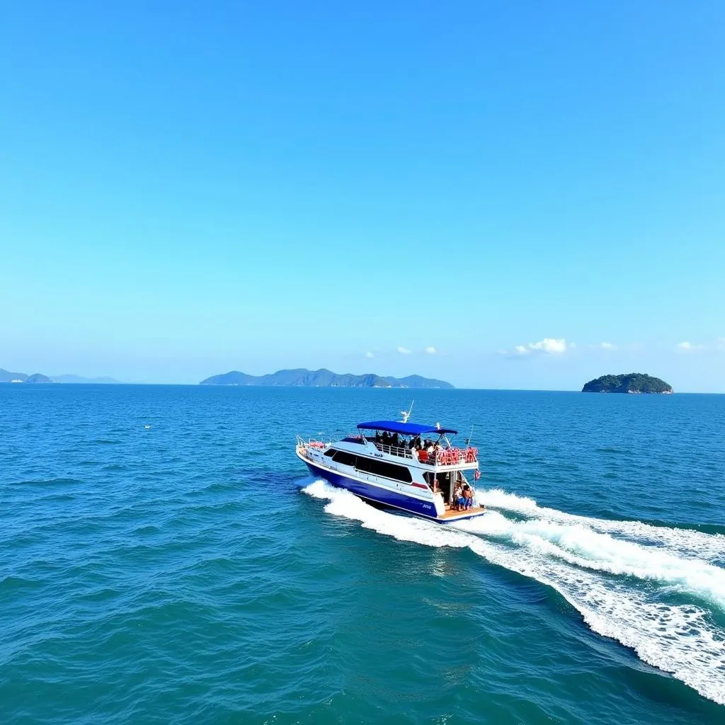 Tourist boat approaching Hon Phu Tu Island