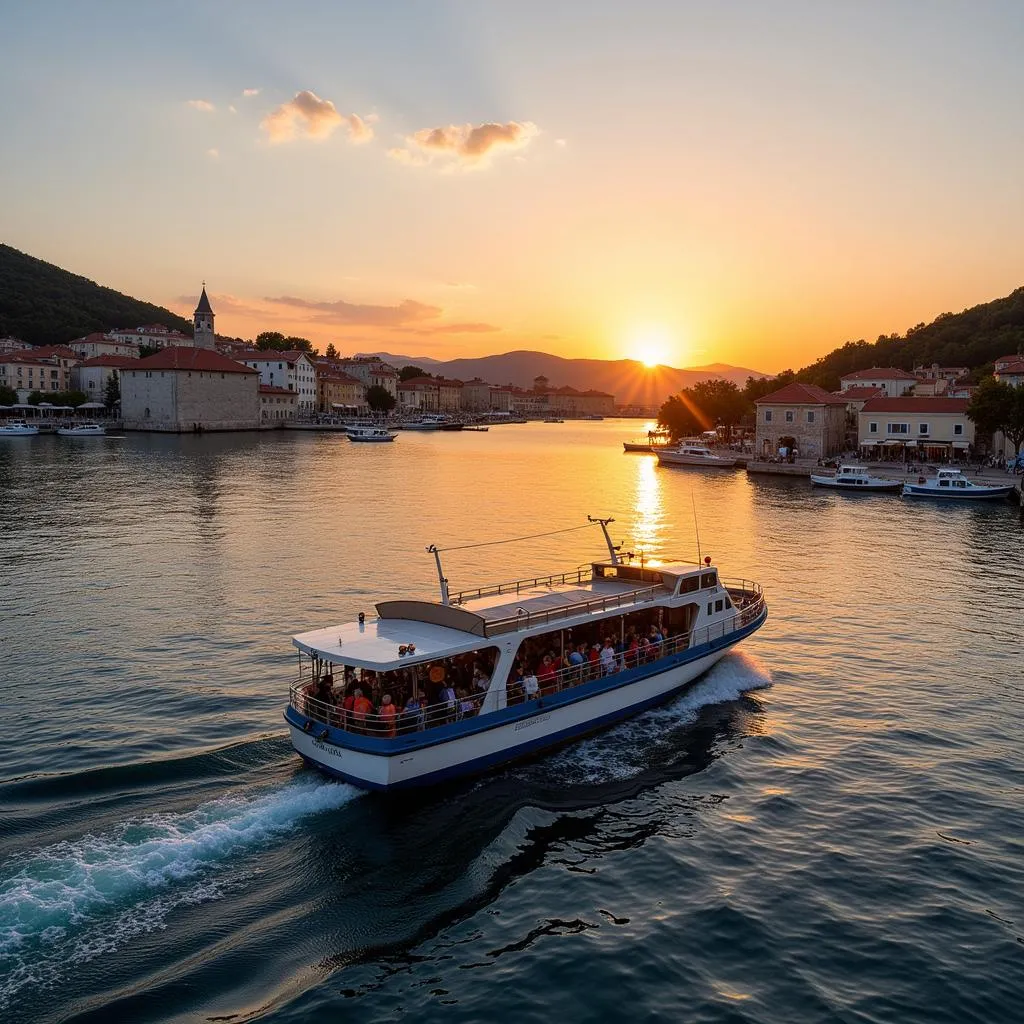 Ferry approaching Hvar Island, Croatia