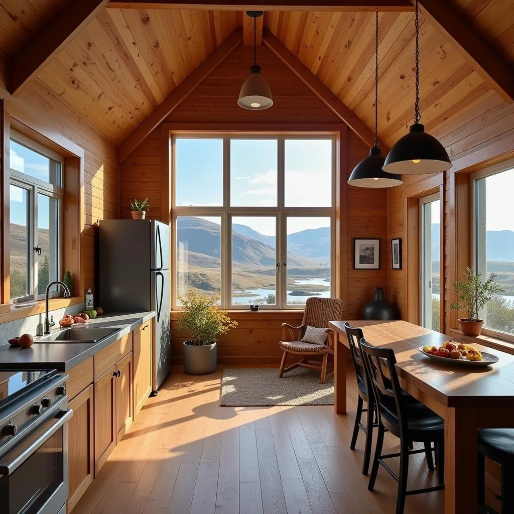 Cozy Icelandic cottage kitchen interior