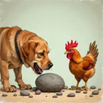 Dogs eating stones and chickens eating pebbles: An impossible scenario