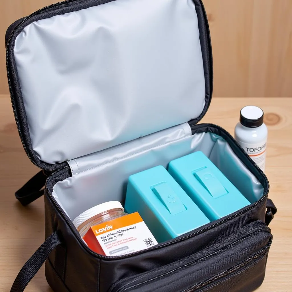 Insulated cooler bag for travel medication