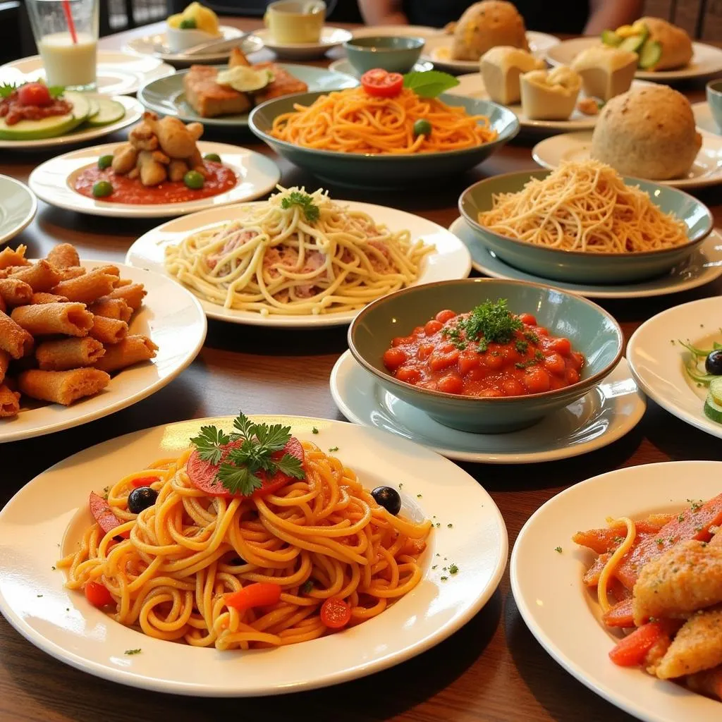 A table filled with various delicious Italian pasta dishes